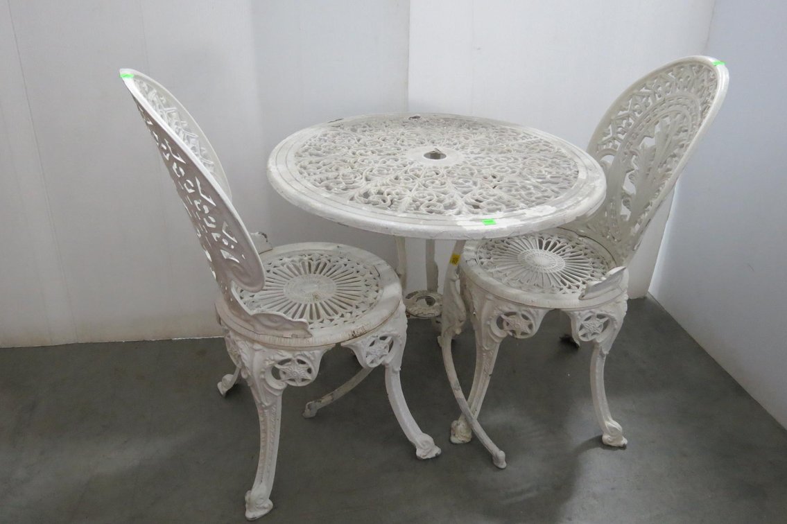 Metal Ice Cream Table and Two Chairs