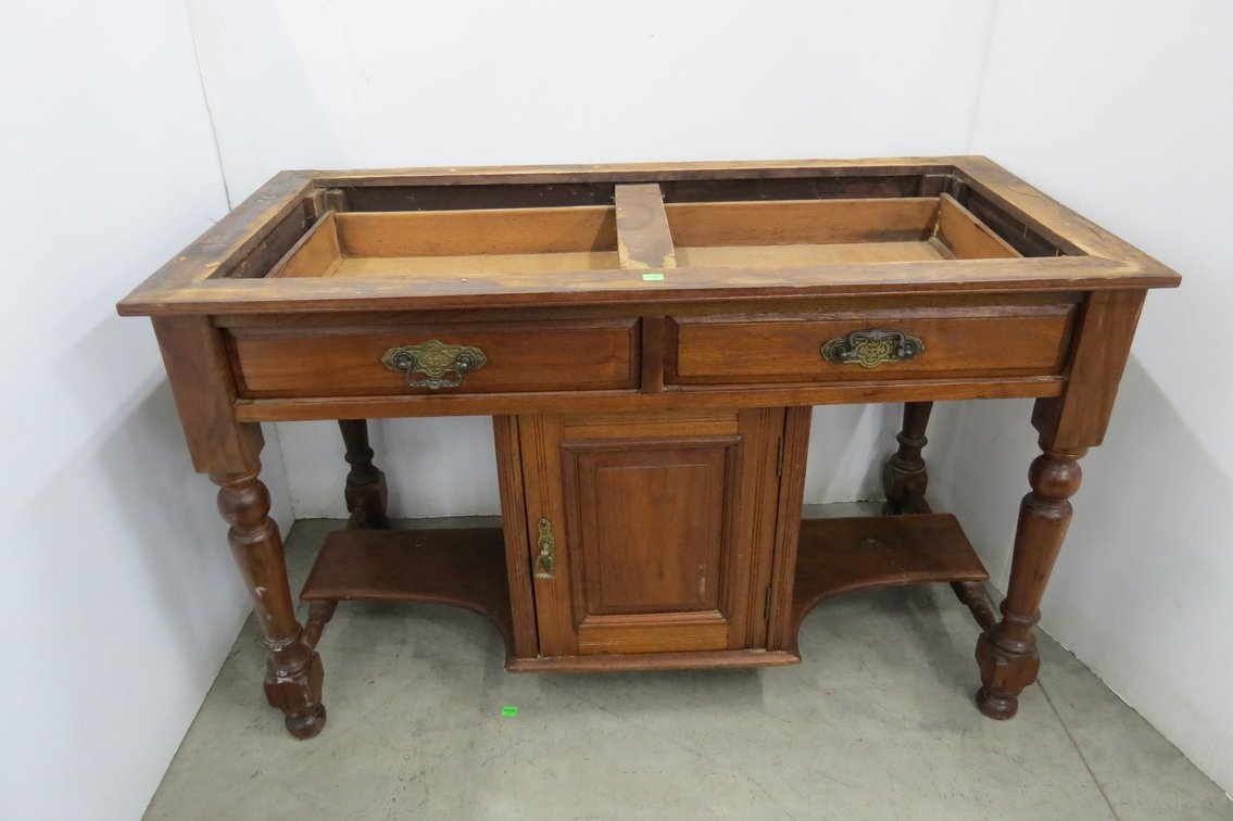 Rustic Table, Missing Top, Dovetail Corners On Drawers