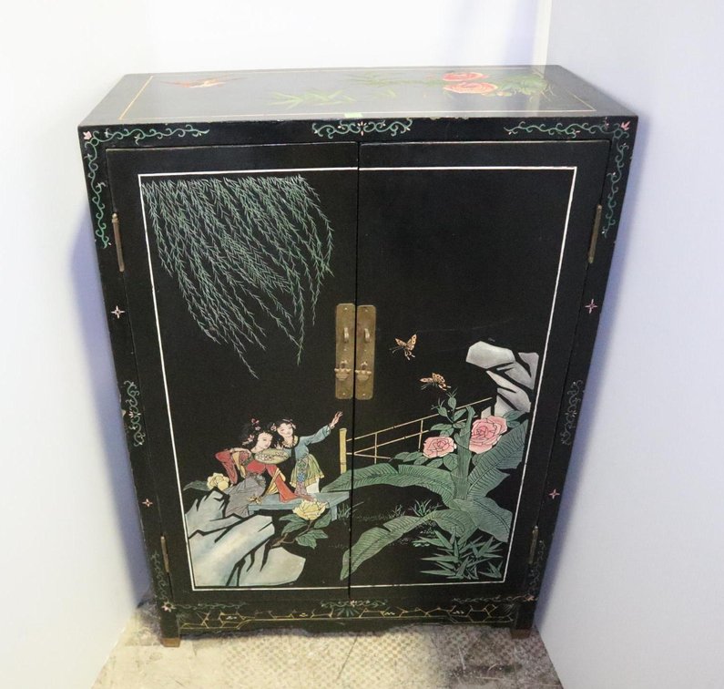 Oriental Decorated Two Door Cabinet