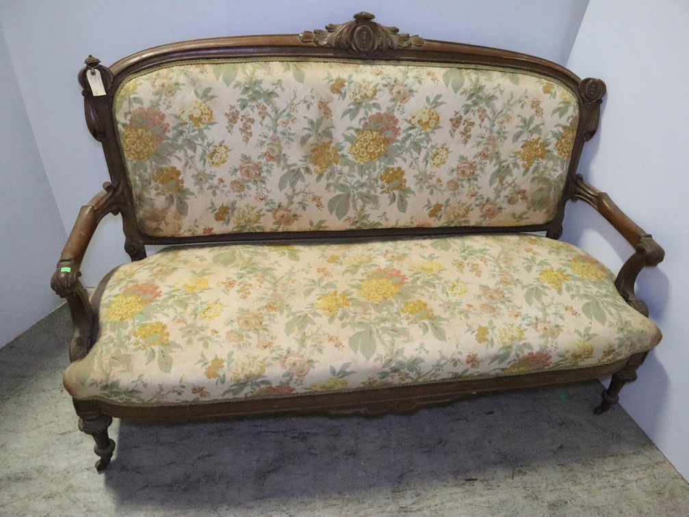 Vintage Wood Frame Sofa