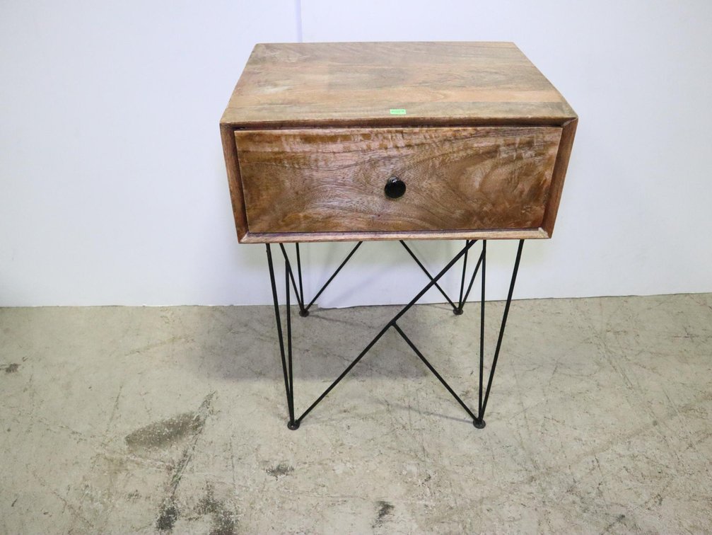 Side Table With Metal Modern Frame Base - Pottery Barn