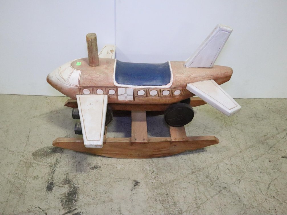 Carved Wood Childs Riding Airplane