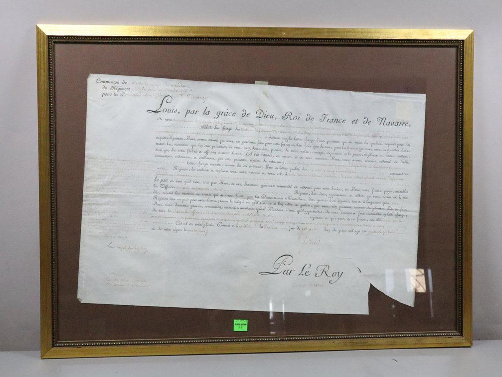 King Louis XVI Military Commission Document