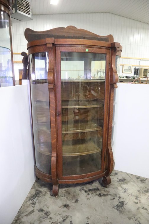 Vintage Bow Front China Cabinet
