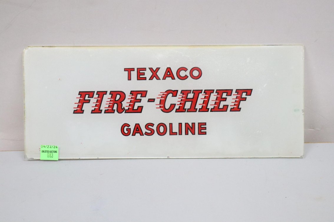 Texaco Fire-Chief Gasoline Glass Pump Plate, Single-Sided
