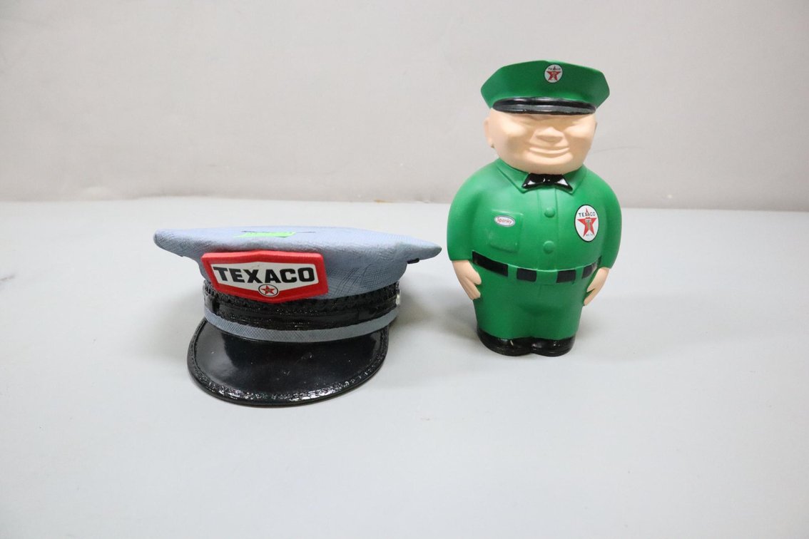 2 Texaco Coin Banks Texaco Hat Coin Bank and Texaco Spanky 1998 Limited Edition
