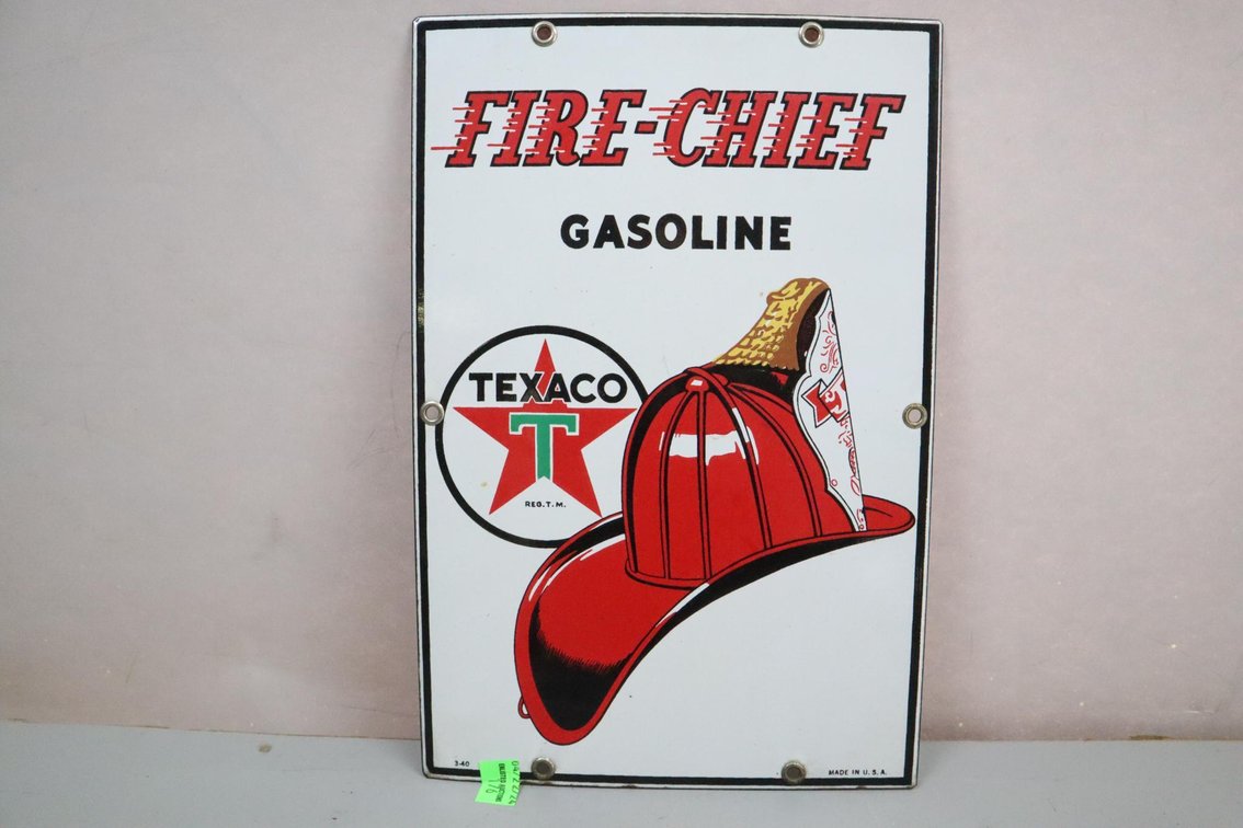 Texaco Fire-Chief Gasoline Porcelain Single Sided Metal Sign