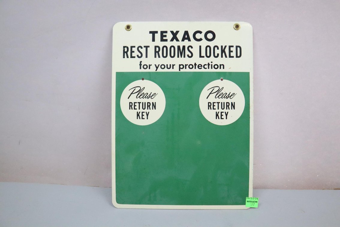 Texaco Restrooms "Locked For Your Protection" Double Sided Sign