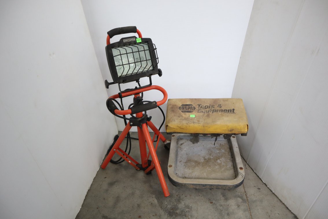 Craftsman Shop Light and Mechanics Stool