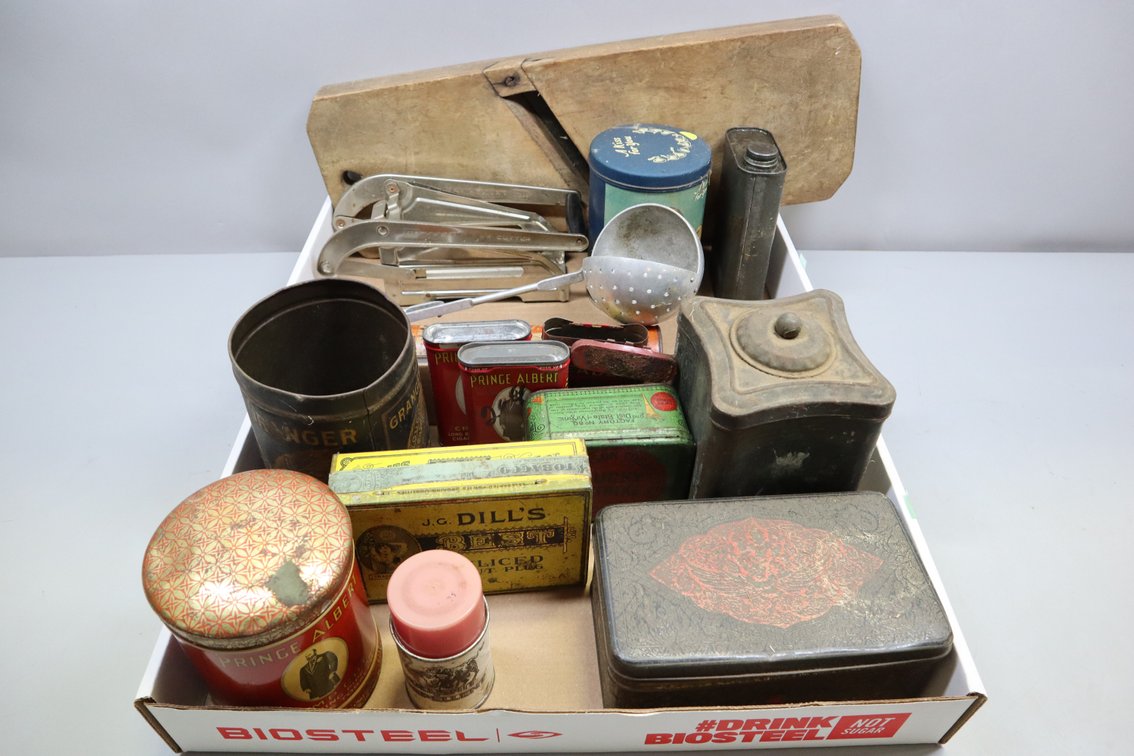 Antique Collectible Tins, Tobacco Tins, Kraut Cutter