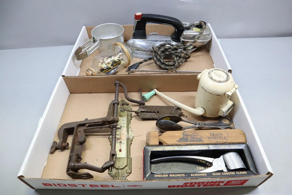 Collectibles, Train Whistle, Daisy Food Chopper, Flour Sifter