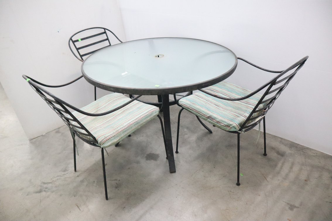 Glass Top Patio Table and 3 Chairs