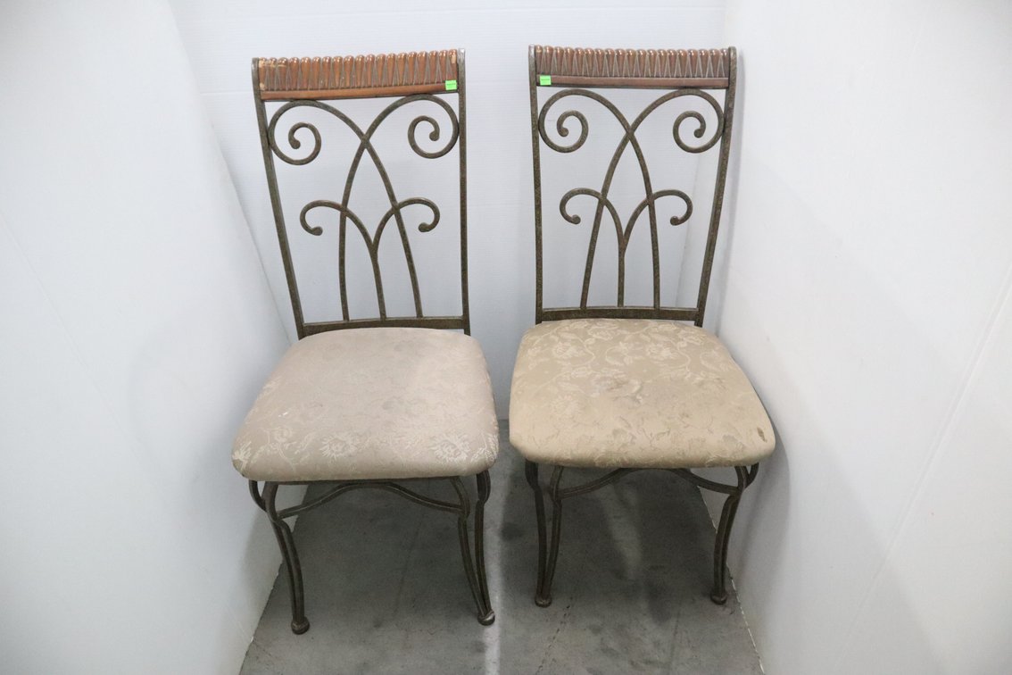 Pair of Padded Metal Chairs