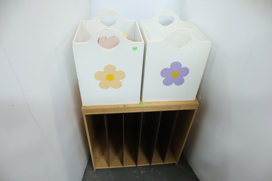 Divided Organizer and Wooden Toy Baskets