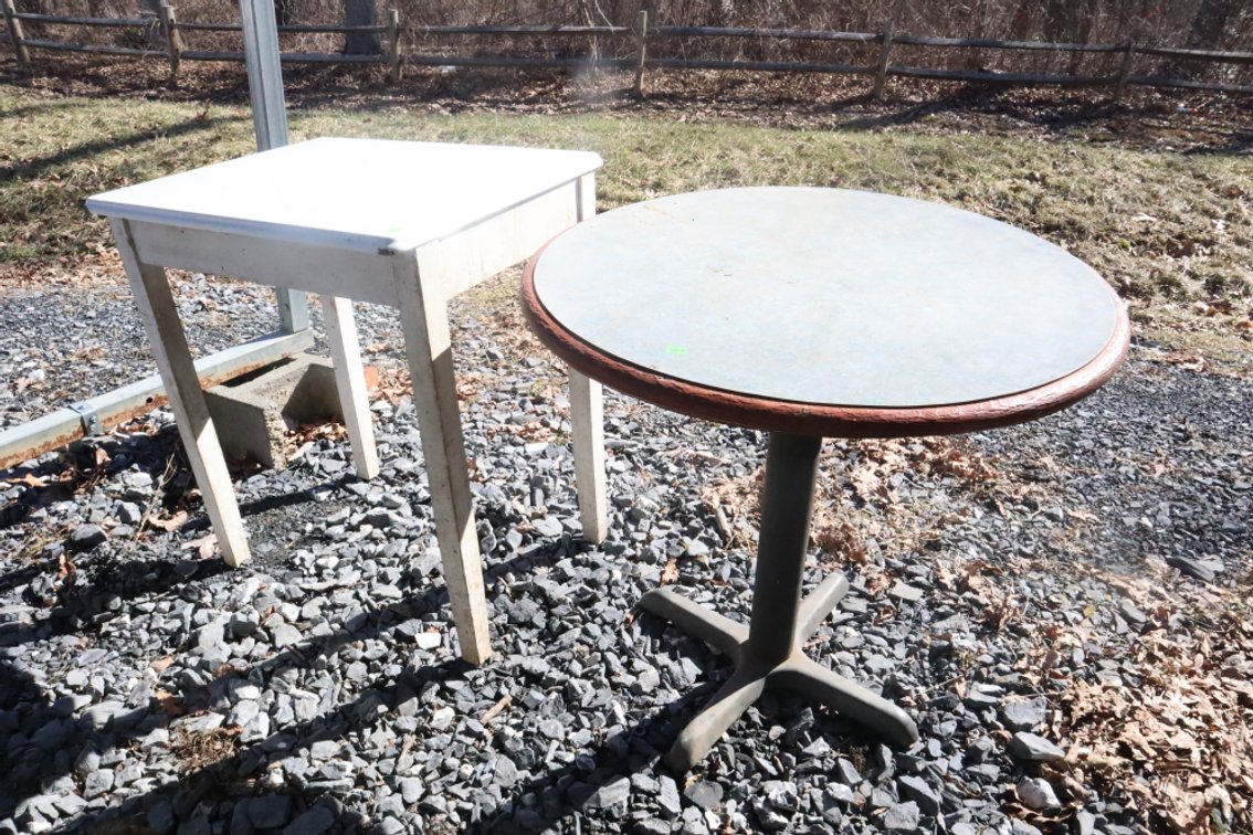 Pair of Tables, One Has Enameled Top