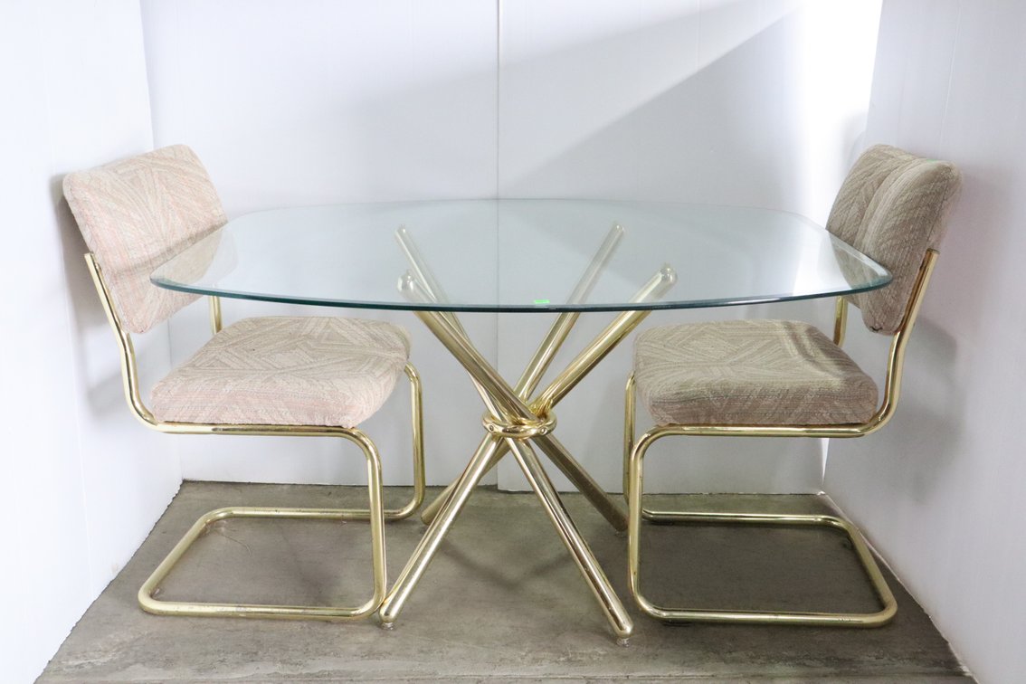 Glass Top Table and Two Chairs