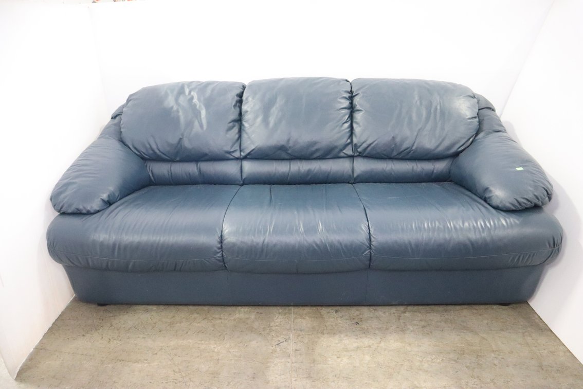 Blue Leather Sofa