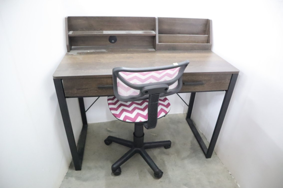 Pressboard Desk and Office Chair