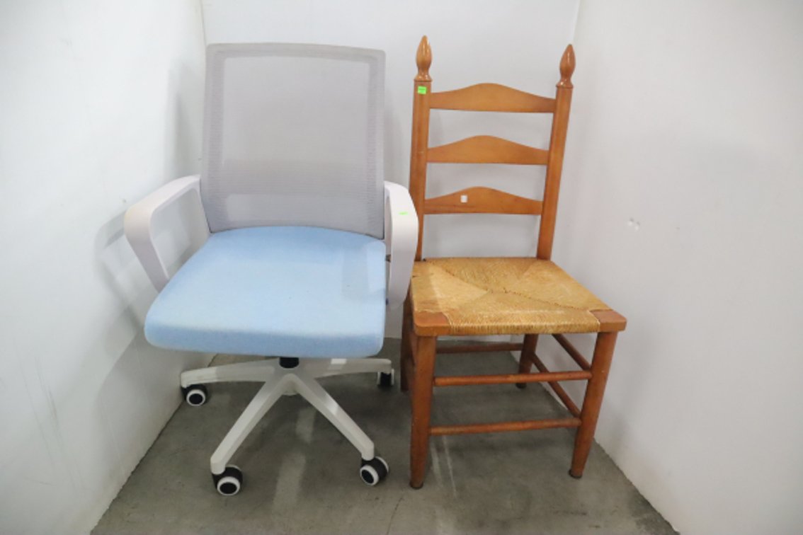 Office Chair and Rush Bottom Chair