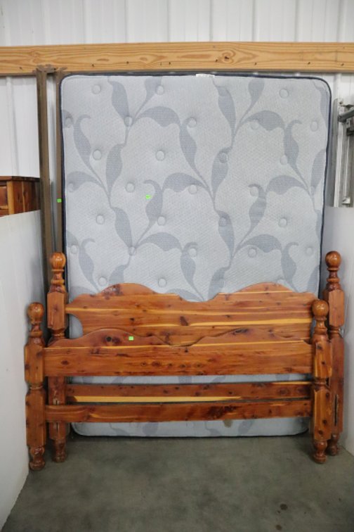 Full Size Cedar Bed Frame With Mattress, No Box Spring