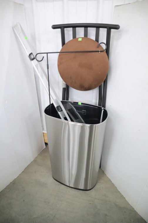 Trash Can, Folding Stool, 4-Ft Level, Garden Flag Holder