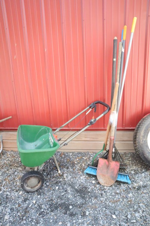 Lawn Spreader and Hand Tools