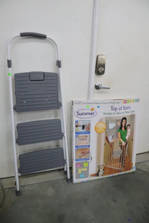 Cosco Folding Step Stool and A Stair Gate
