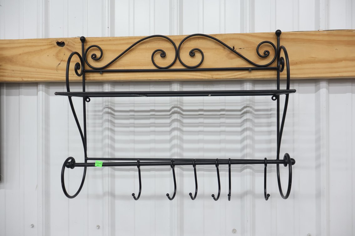 Metal Wall Shelf With Hooks