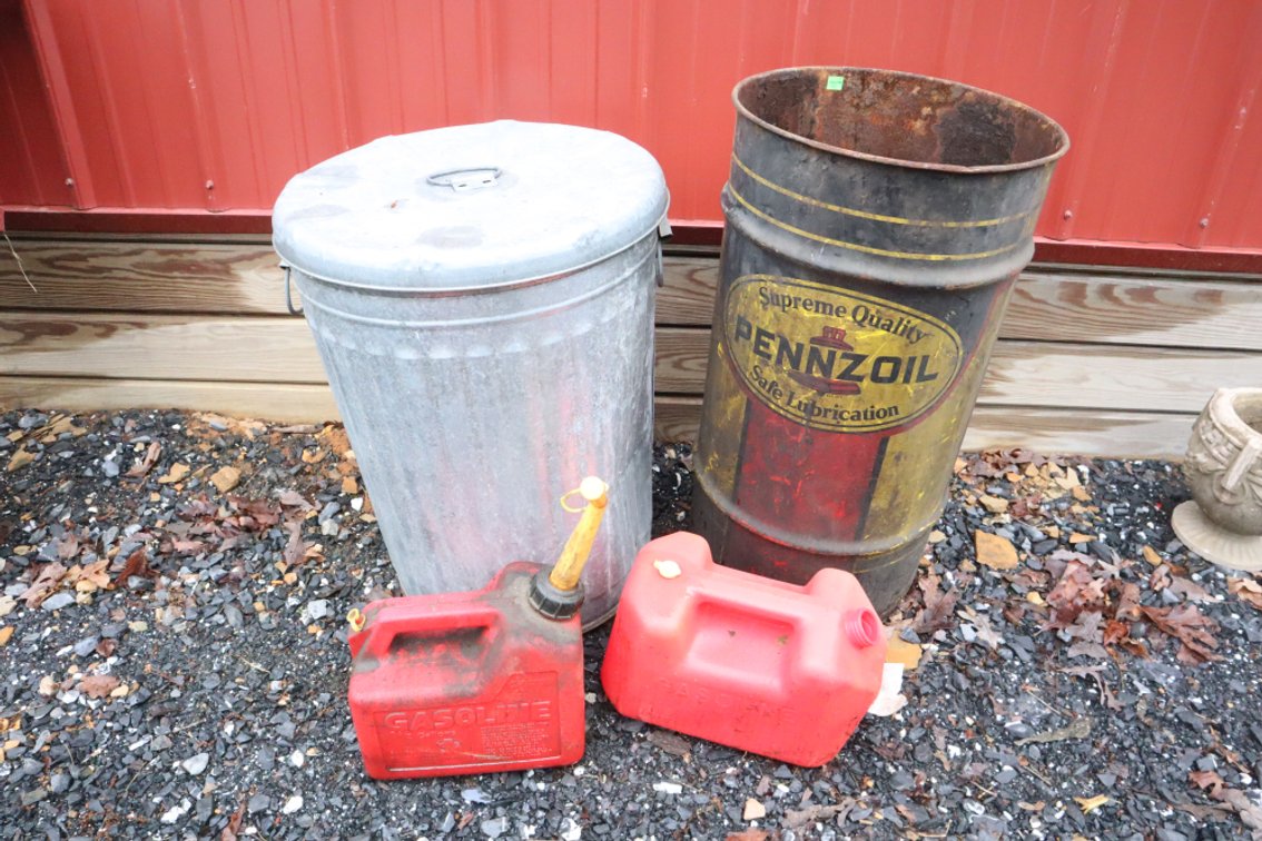 Metal Barrels, Pair of Gas Cans