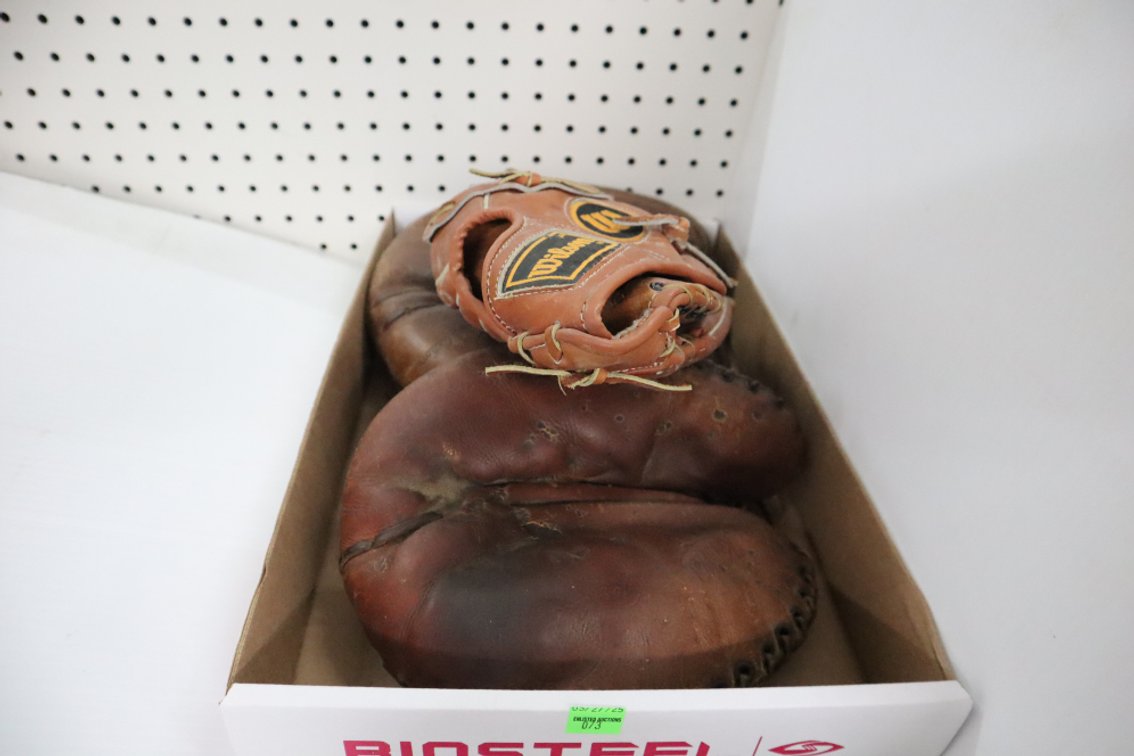 Antique Catchers Mitts and Wilson Ball Glove