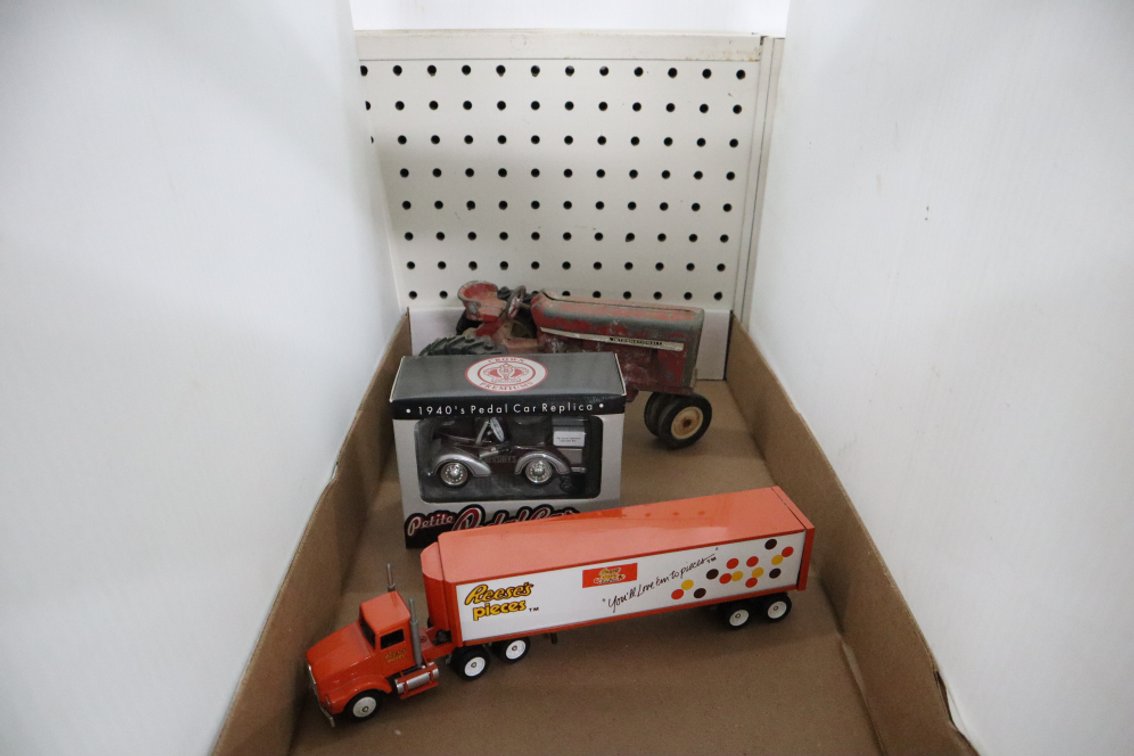 Vintage International Toy Tractor, Reese's Pieces Semi and Hershey's Pedal Car