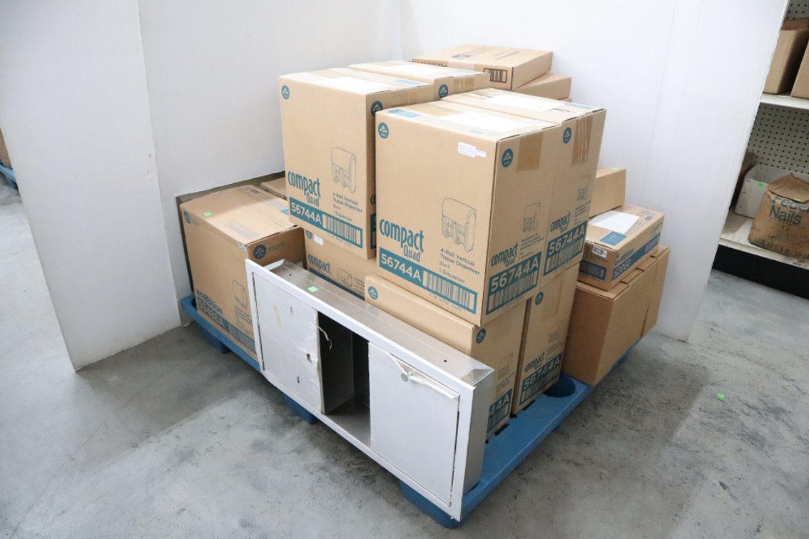 Large Group of New Soap Dispensers, Tissue Paper Dispensers, Toilet Seat Cover Dispensers, Miscellaneous