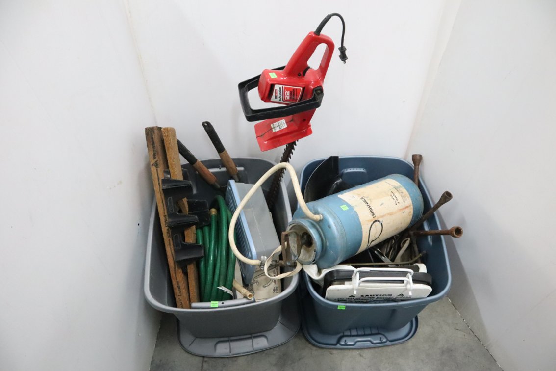 Garden Hose, Electric Hedge Trimmer, Hand Sprayer, Miscellaneous Tools