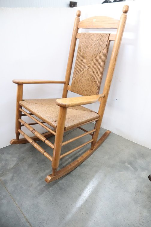Rush Bottom Oak Rocking Chair