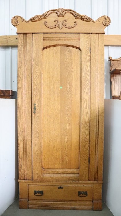 Antique Oak Cabinet With Bottom Drawer