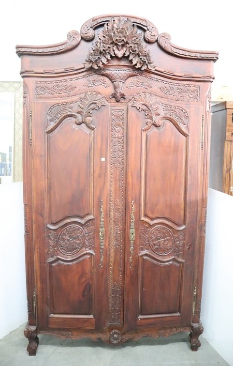 Large Antique Two-Door Cabinet With Carvings