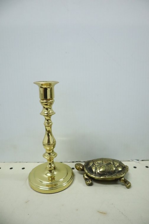 Brass Turtle and Baldwin Candle Holder