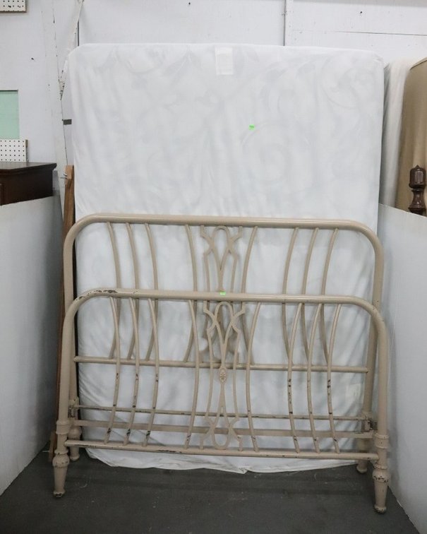 Full Size Iron Bed Frame With Mattress and Box Spring