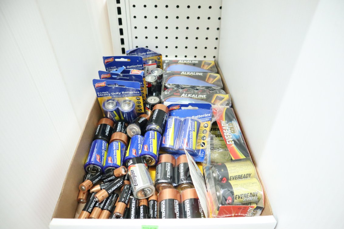 Large Group of D Batteries, Some AA Batteries