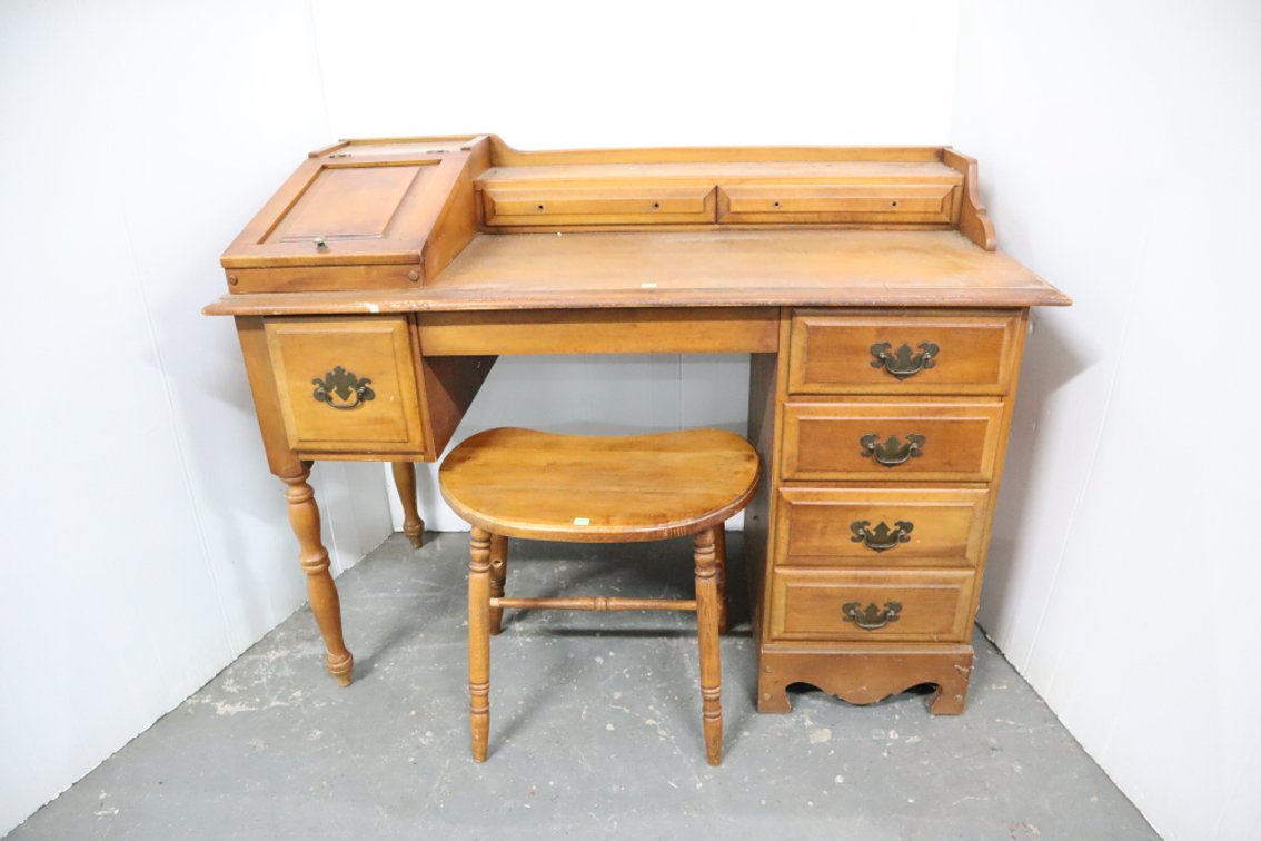 Vintage Desk With Stool