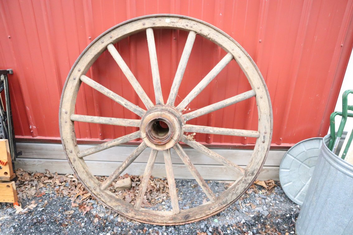 Large Antique Wooden Spoke Wheel