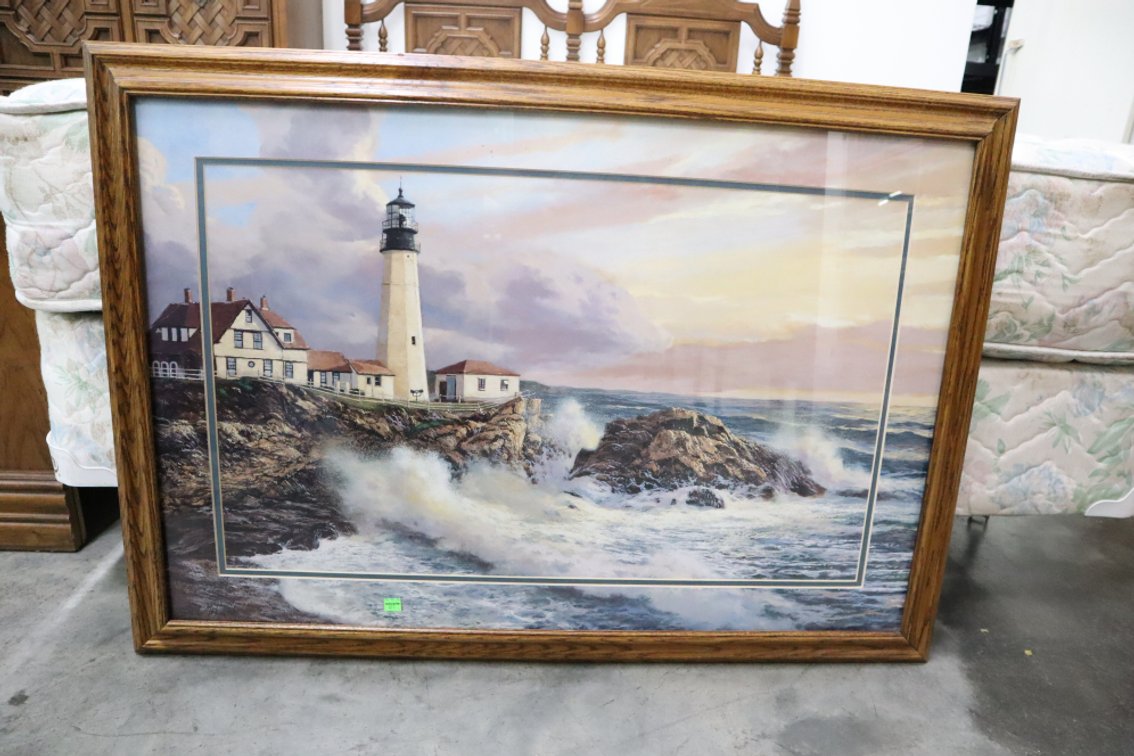 Lighthouse Large Print In Oak Frame