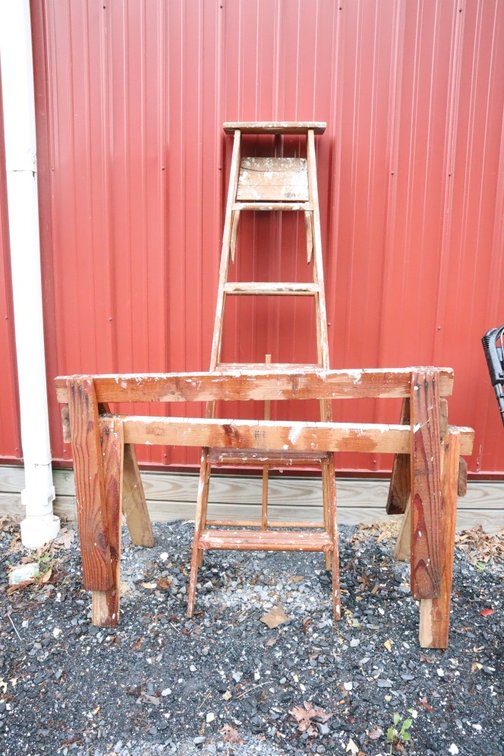 Pair of Sawhorses and 6 Ft Step Ladder