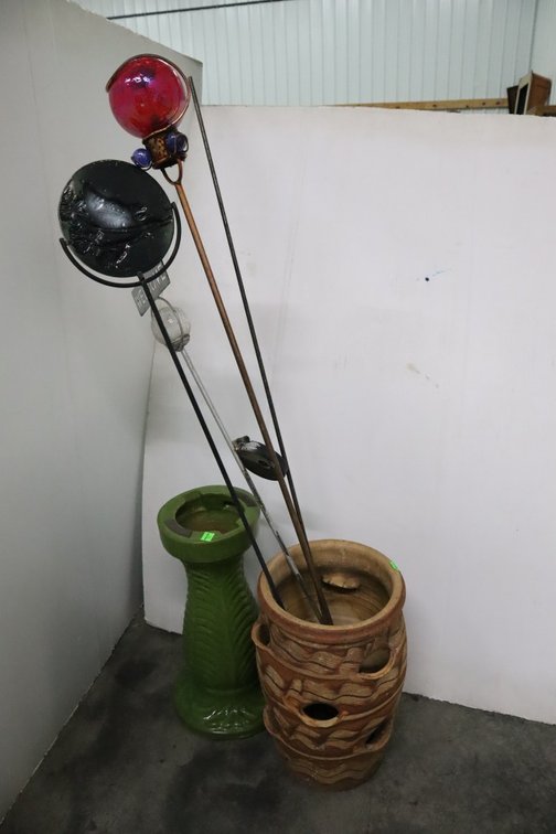 Ceramic Pedestal Stand, Clay Planter, Yard Stakes