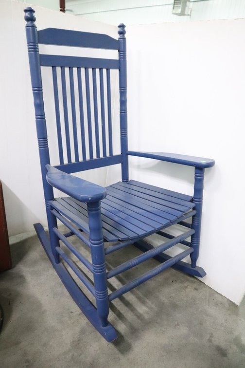 Wooden Rocking Chair, Painted Blue