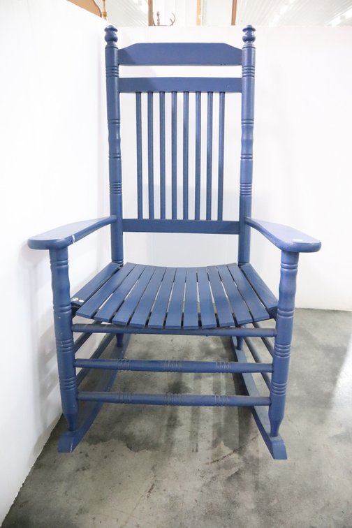 Wooden Rocking Chair, Painted Blue