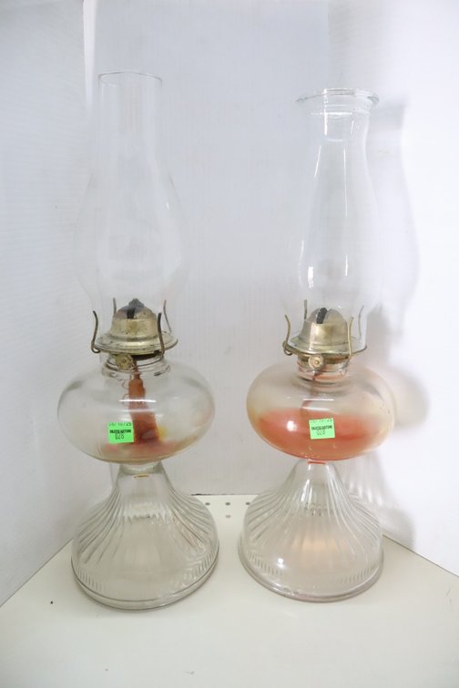 Pair of Glass Oil Lamps