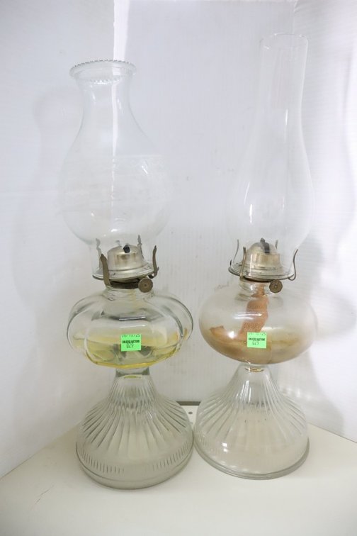 Pair of Glass Oil Lamps