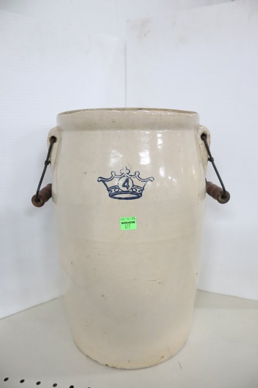 Number 4 Stoneware Butter Churn, No Lid