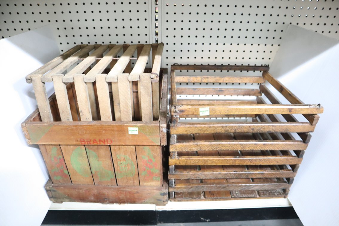 Antique Egg Crates and Wooden Crate